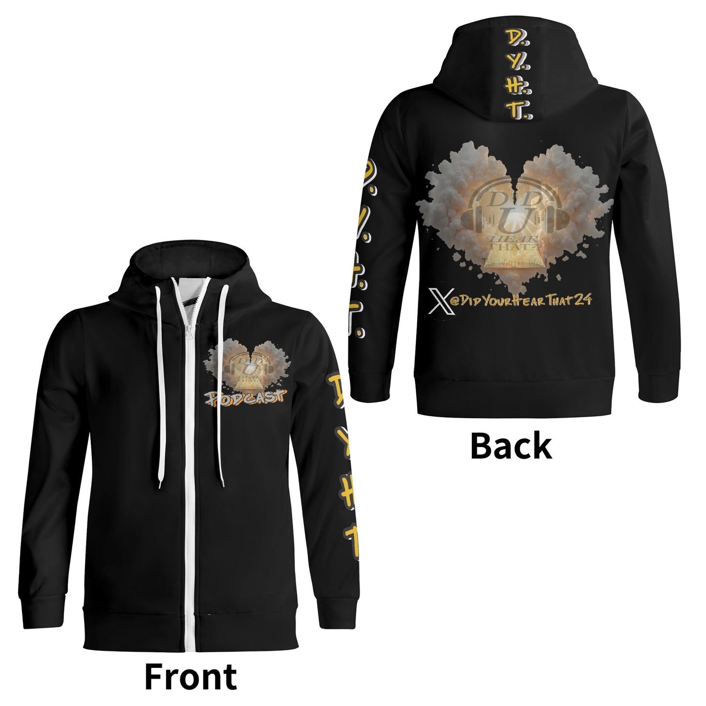 D.Y.H.T. - Adult Full Zip Turtleneck Hoodie (B)