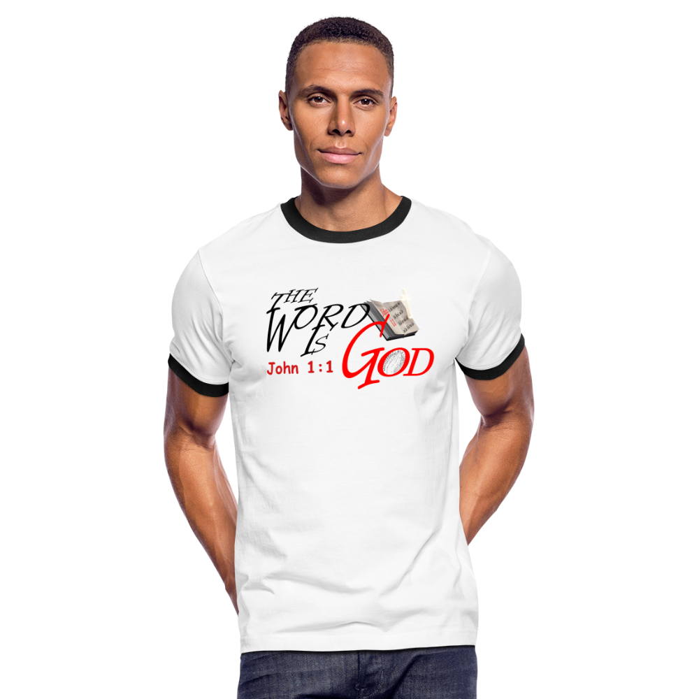 The Word is GOD (T.W.I.G.) - Men's Ringer T-Shirt - white/black