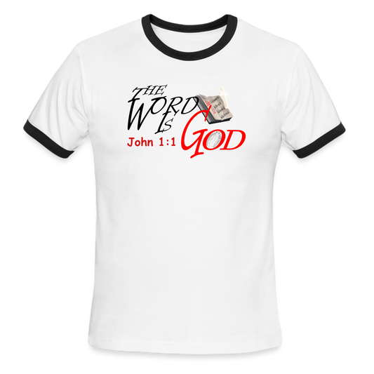 The Word is GOD (T.W.I.G.) - Men's Ringer T-Shirt - white/black