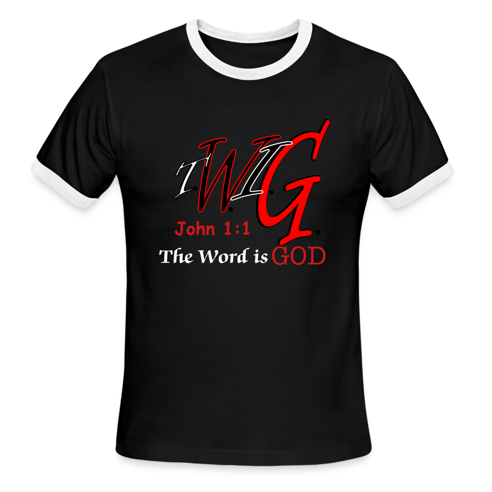 The Word is GOD (T.W.I.G.) - Men's Ringer T-Shirt - black/white