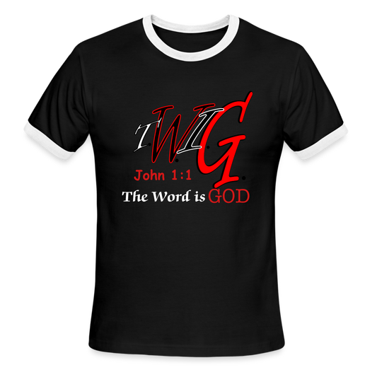 The Word is GOD (T.W.I.G.) - Men's Ringer T-Shirt - black/white